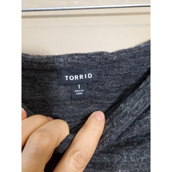 Torrid Heather Gray Soft Off Shoulder Rayon Blend Blouse, Sz 1 - Picture 5 of 8